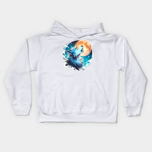 Awoo Moon Howling Wolf Anthro Furry Kids Hoodie